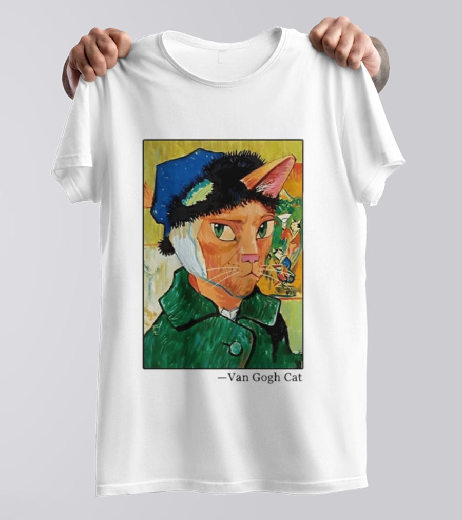 Cat In Van Gogh Style With Bandaged Ear Iconic Painting T-Shirt