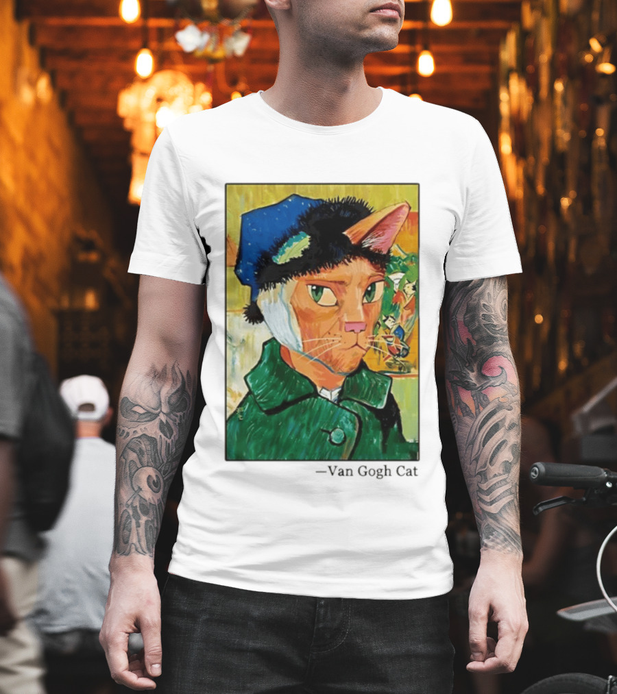 Cat In Van Gogh Style With Bandaged Ear Iconic Painting T-Shirt