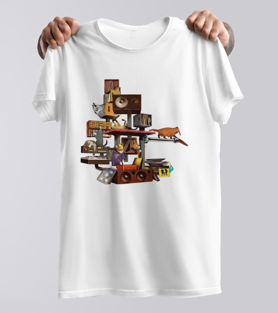 Cats Jamming With Crates And Music Gear T-Shirt