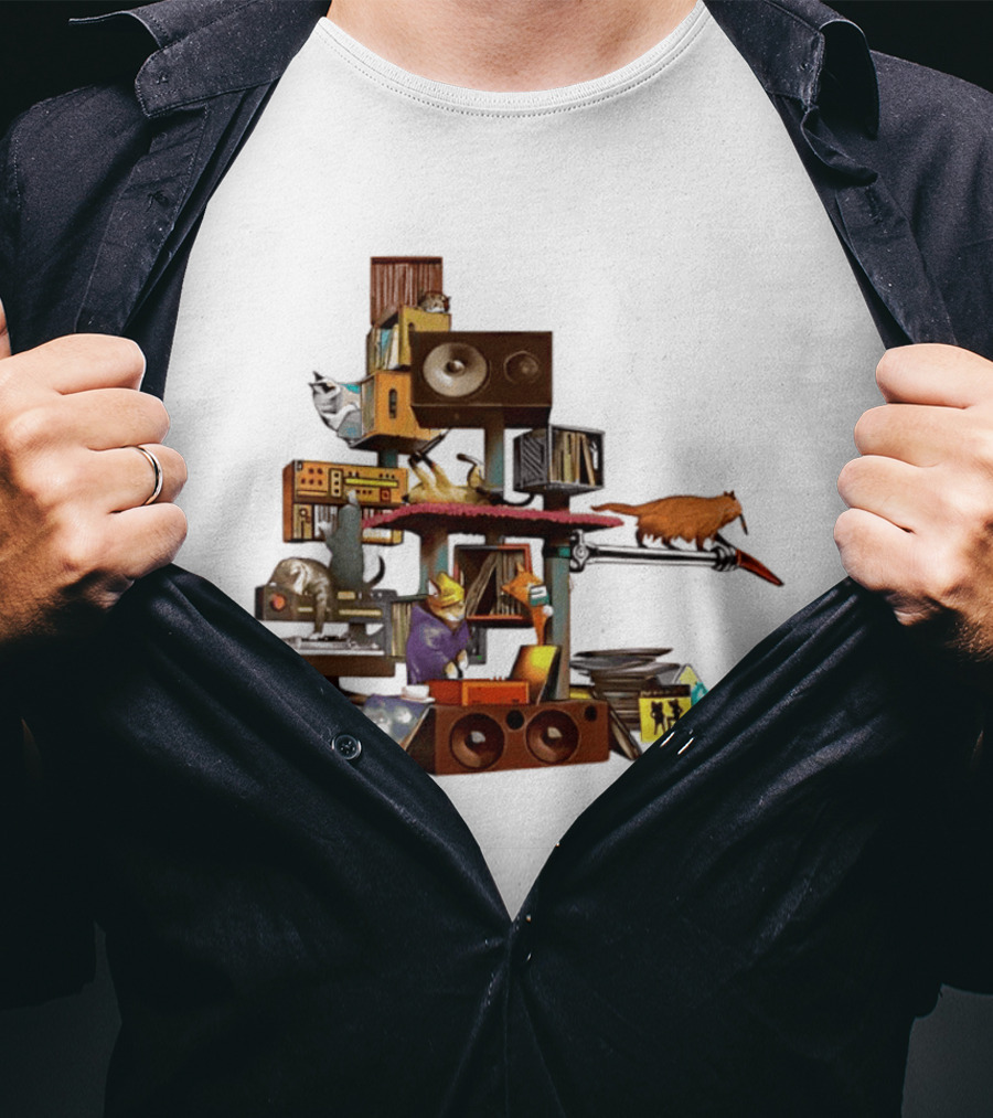 Cats Jamming With Crates And Music Gear T-Shirt