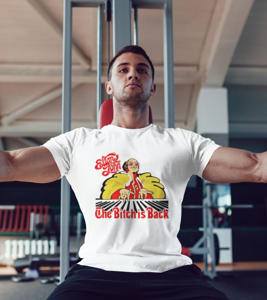 Elton John The Bitch Is Back Burst Yellow And Red T-Shirt