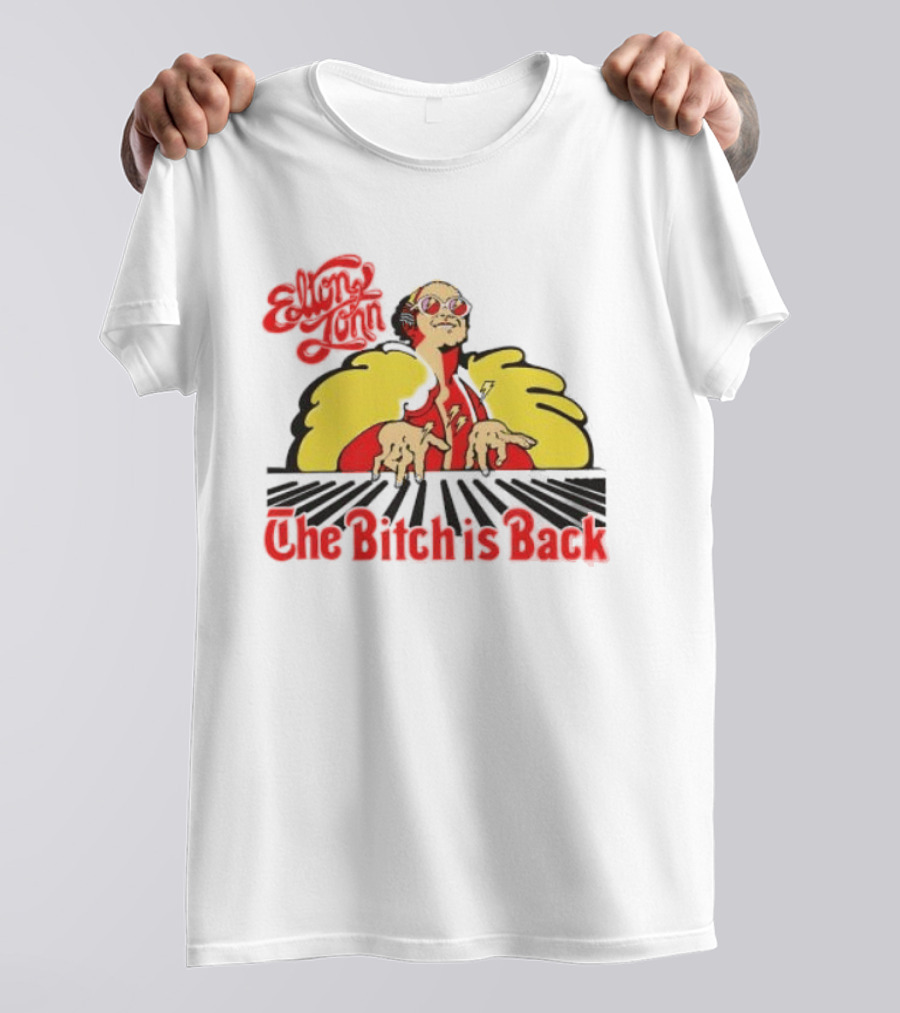 Elton John The Bitch Is Back Burst Yellow And Red T-Shirt