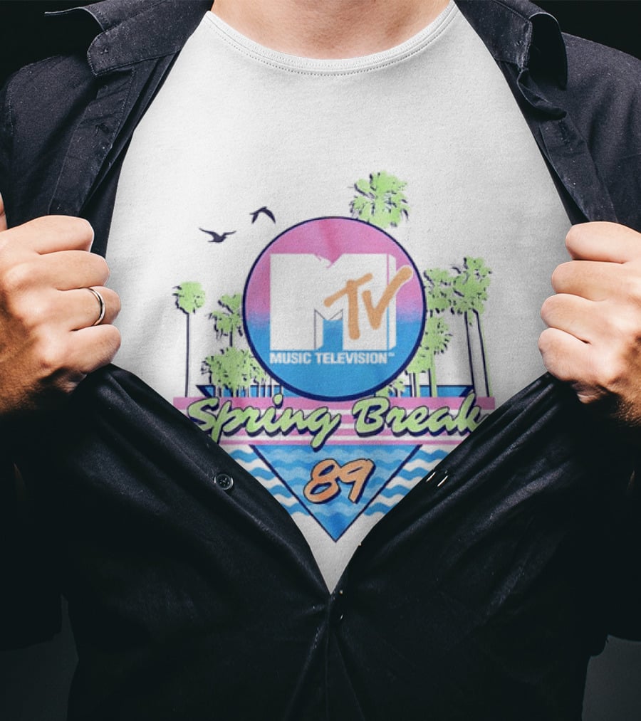 MTV Spring Break 89 Retro Vibe Palm Trees Vintage Aesthetic T-Shirt