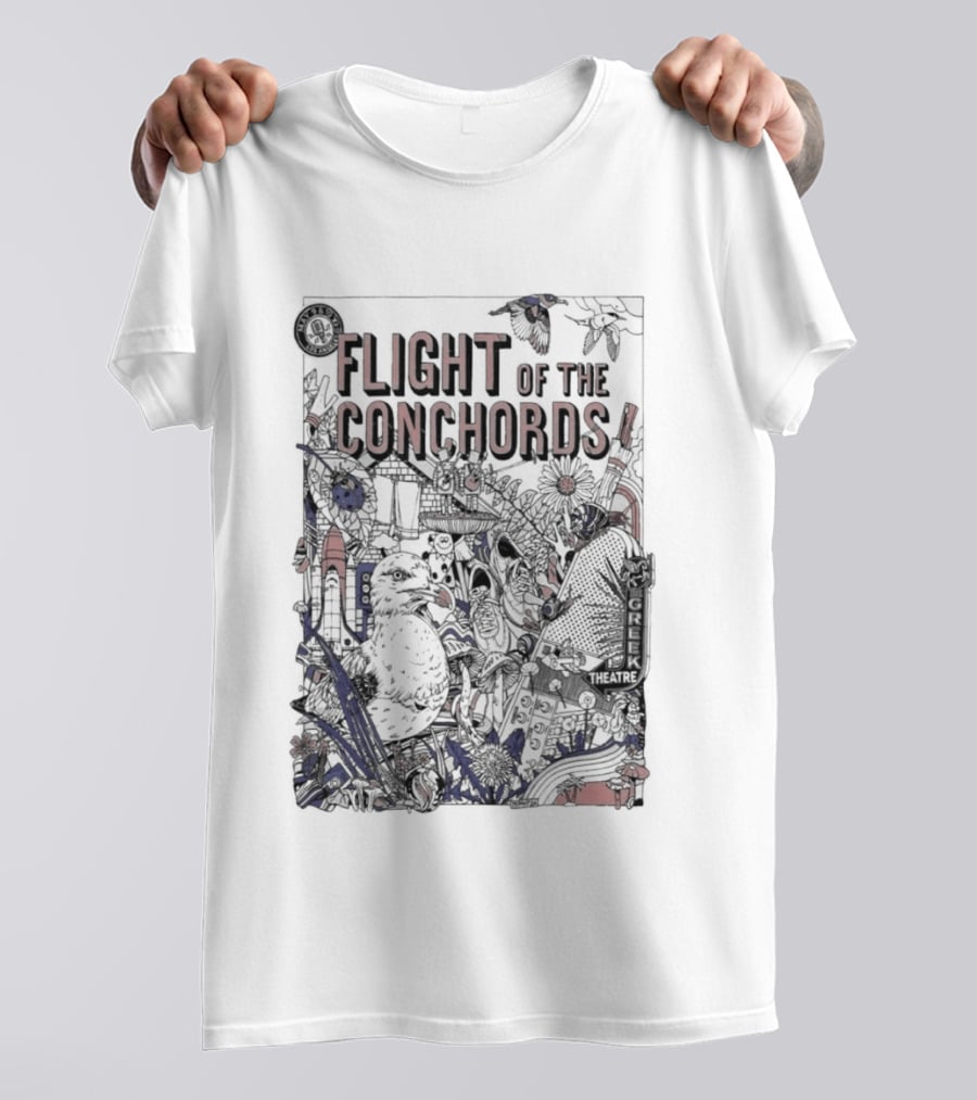 Flight Of The Conchords Los Angeles CA Botanical Owl And Cityscape T-Shirt