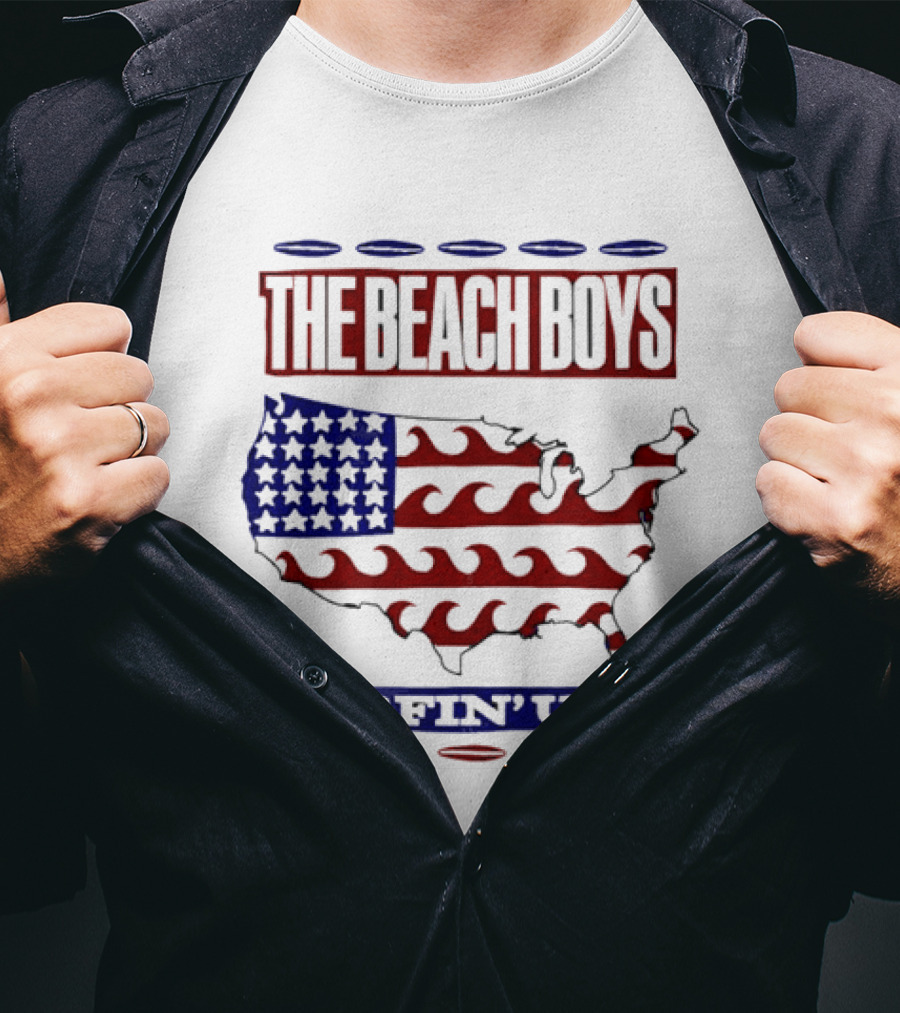 The Beach Boys Surfin' USA American Flag Waves Map T-Shirt