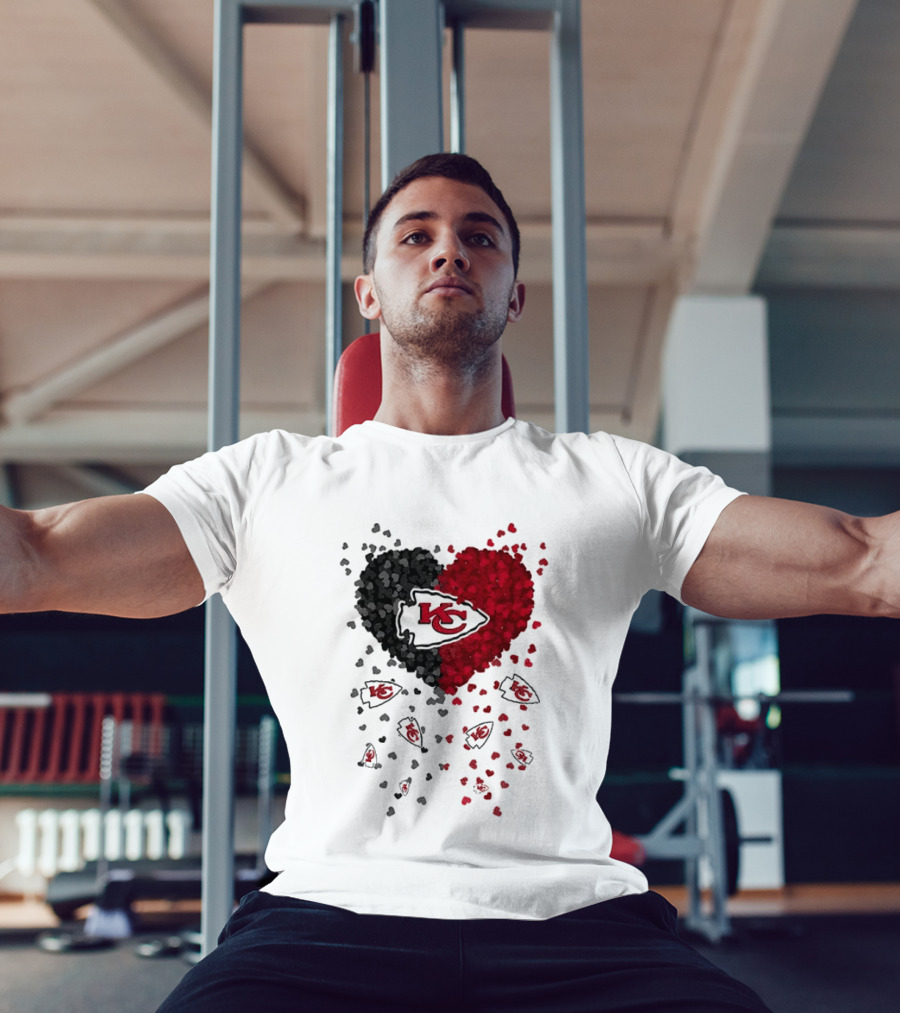 Heart KC Red Black 2026 Kansas City Chiefs Football T-Shirt
