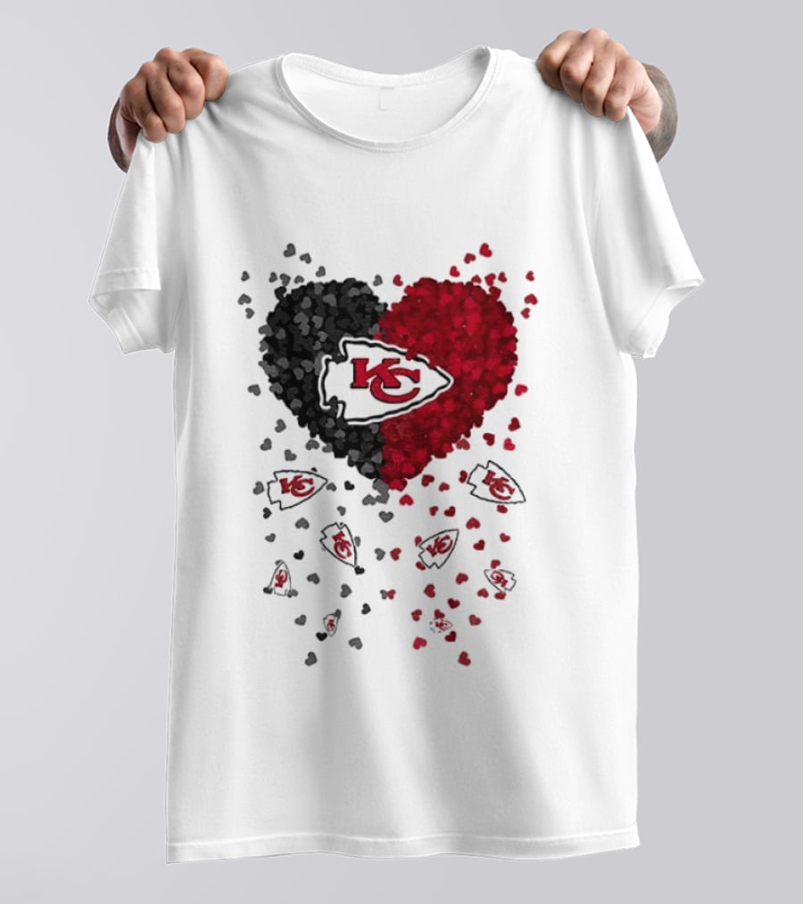 Heart KC Red Black 2026 Kansas City Chiefs Football T-Shirt