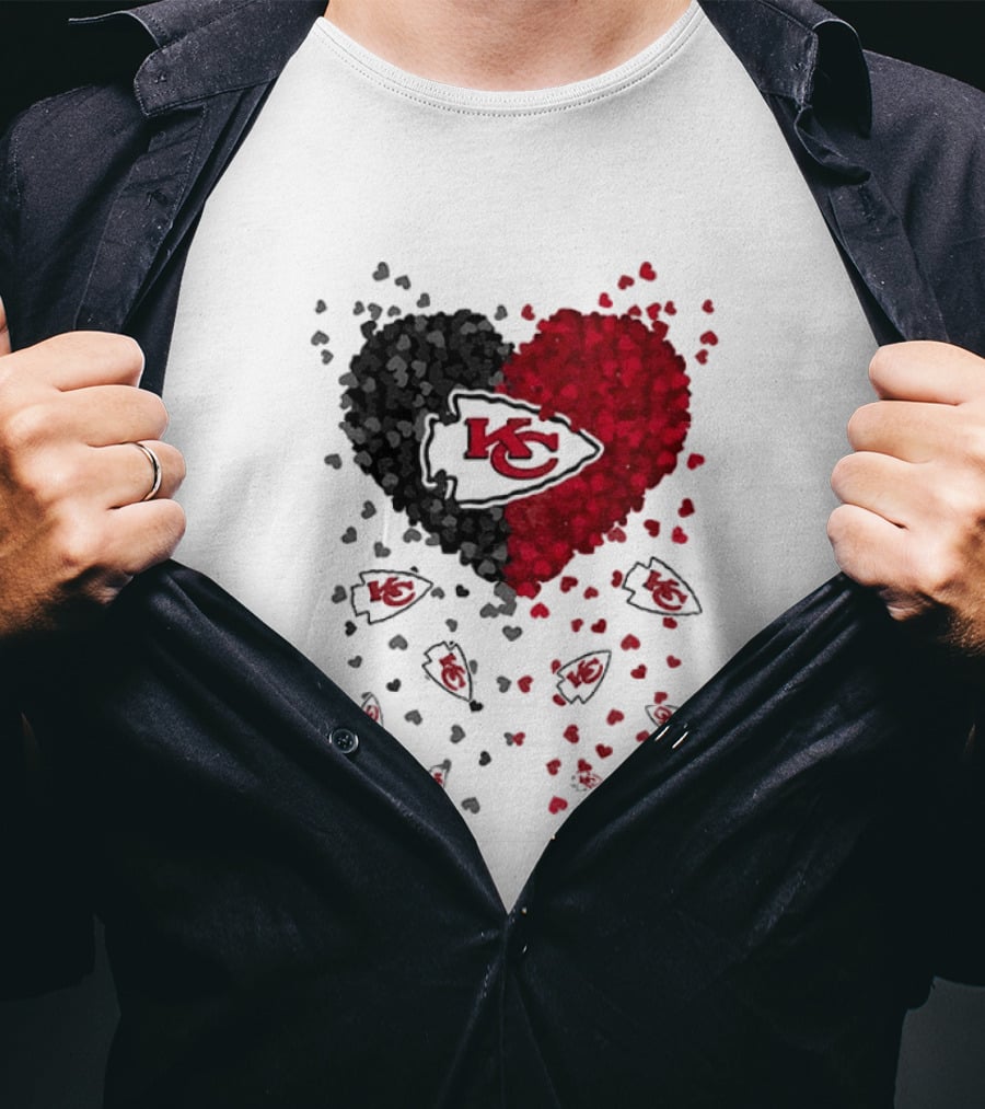 Heart KC Red Black 2026 Kansas City Chiefs Football T-Shirt