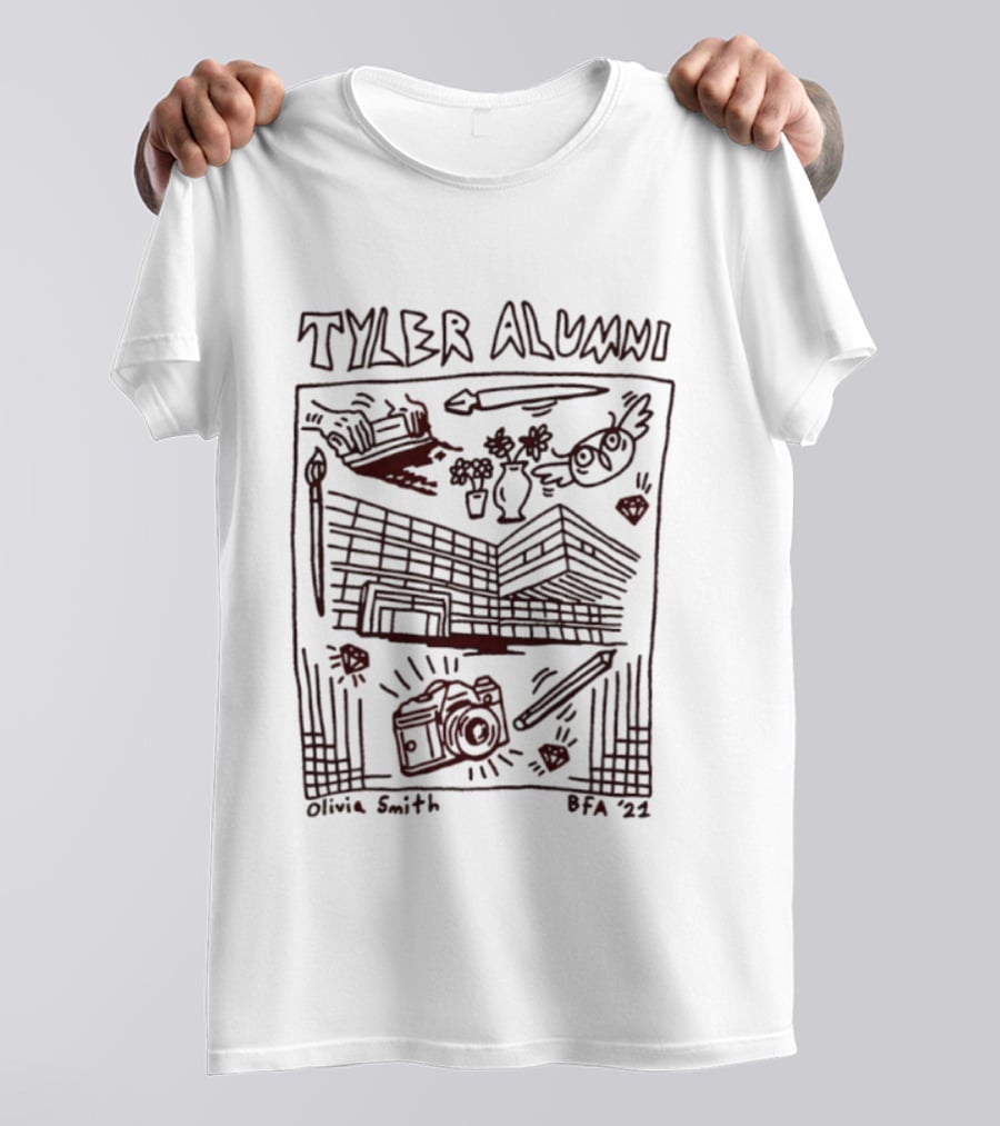 Tyler Alumni Olivia Smith BFA 2021 Art School Sketch With Camera And Building T-Shirt