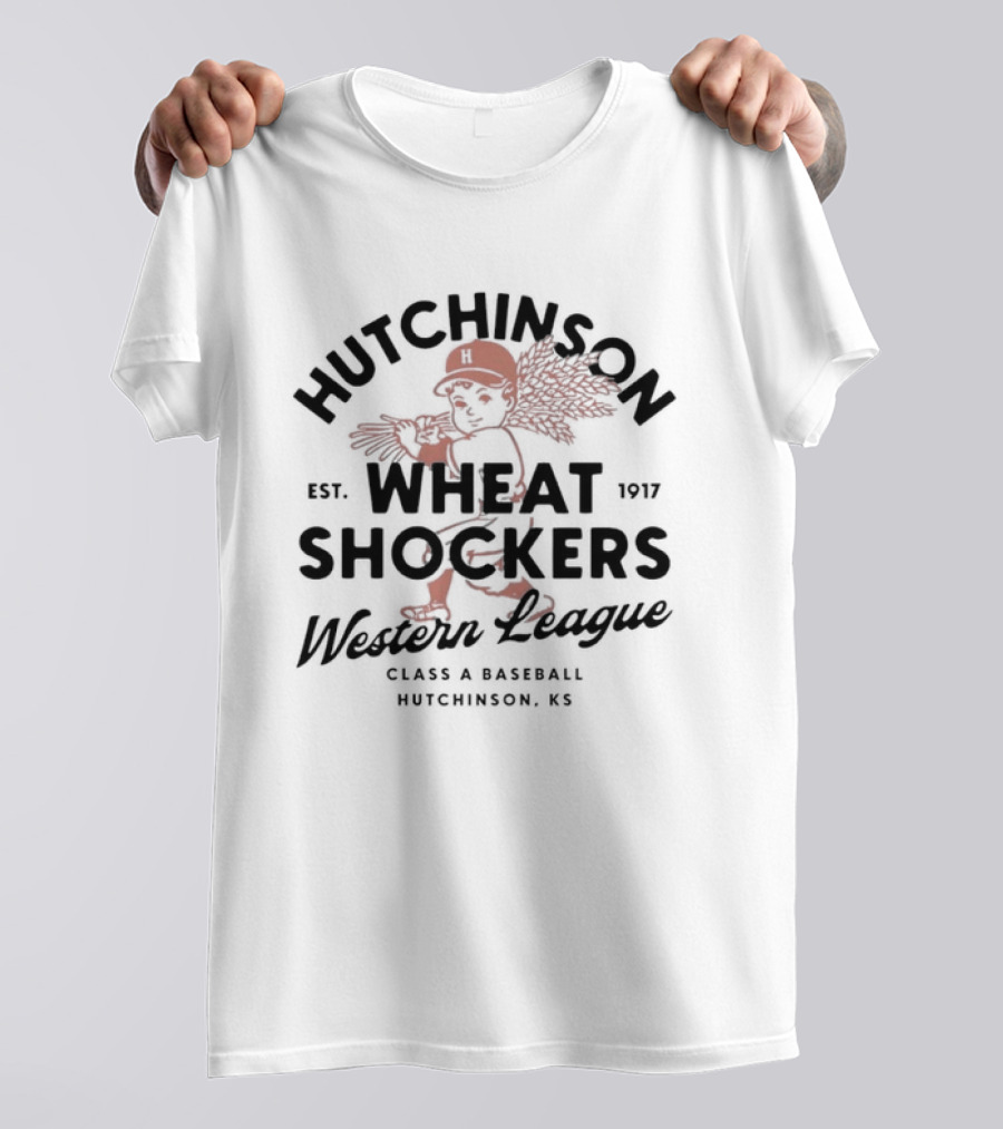 Hutchinson Wheat Shockers Western League Class A Baseball Established 1917 Wichita Kansas T-Shirt