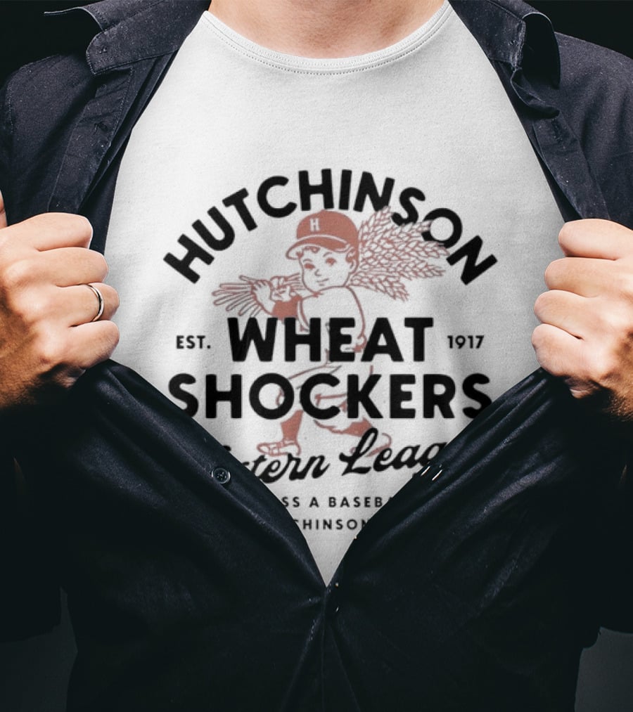 Hutchinson Wheat Shockers Western League Class A Baseball Established 1917 Wichita Kansas T-Shirt
