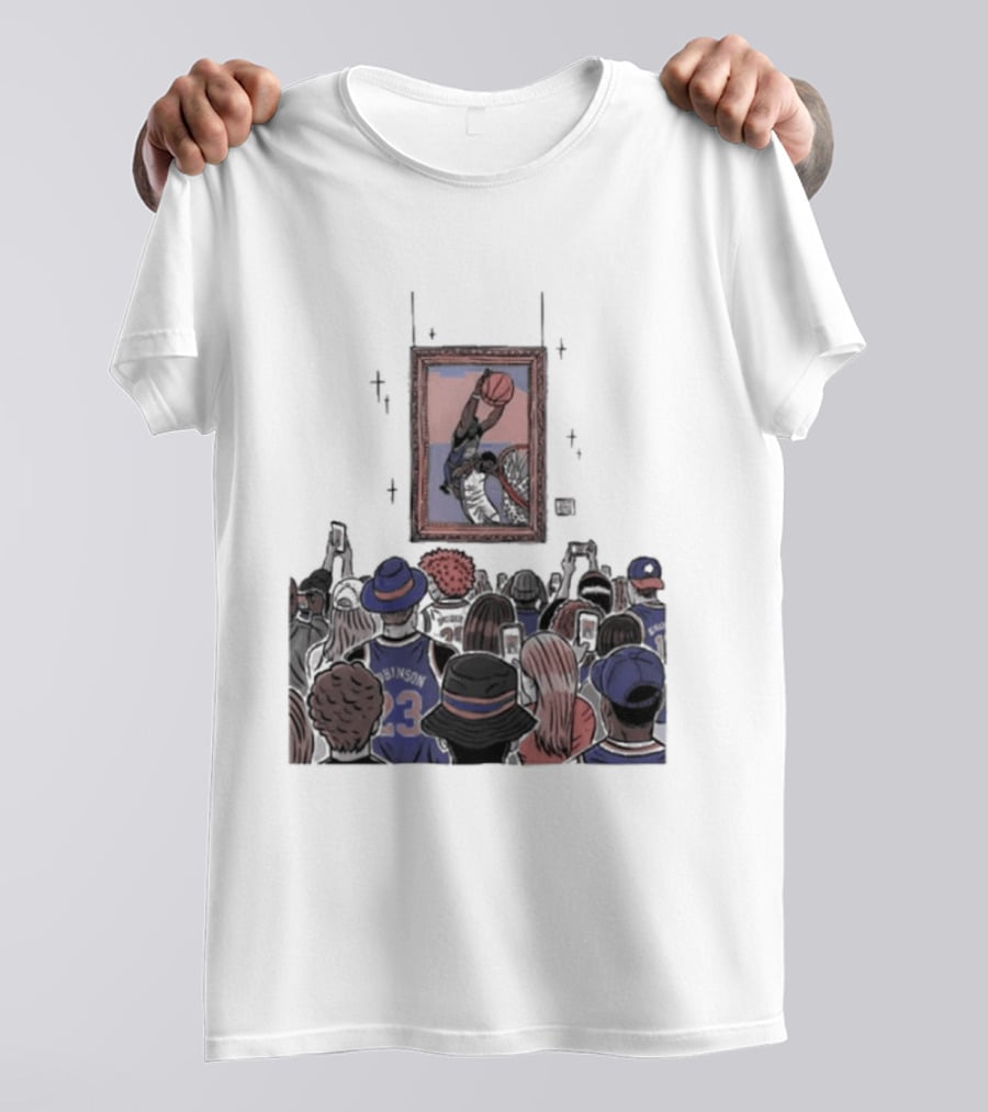 Mitchell Robinson New York Knicks Dunk Moment Over Philadelphia 76ers Joel Embiid Basketball Fans Gallery T-Shirt