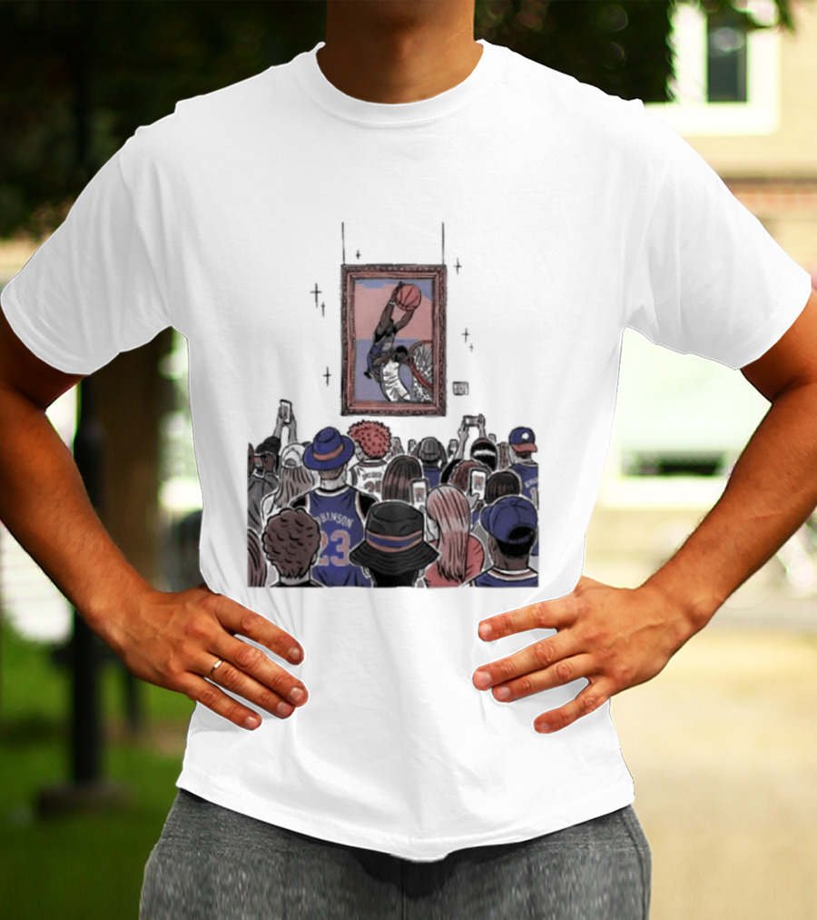 Mitchell Robinson New York Knicks Dunk Moment Over Philadelphia 76ers Joel Embiid Basketball Fans Gallery T-Shirt