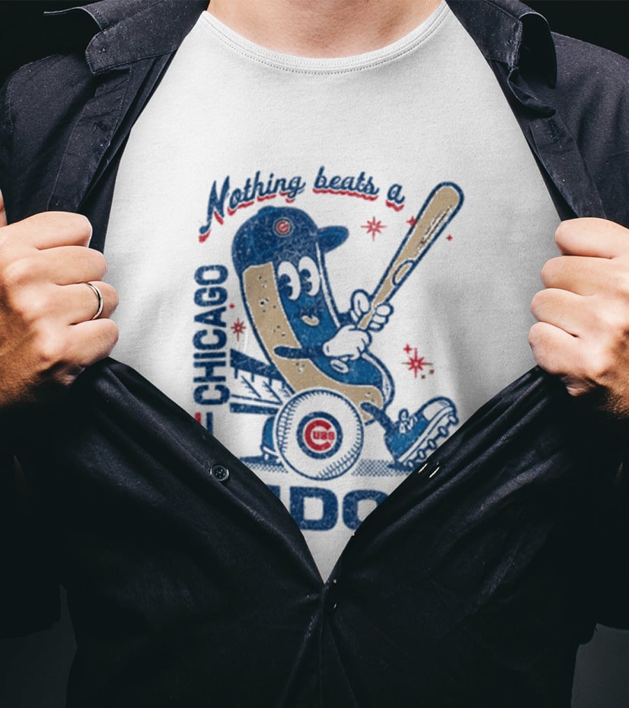 Chicago Cubs Hot Dog Nothing Beats A Chicago Dog T-Shirt