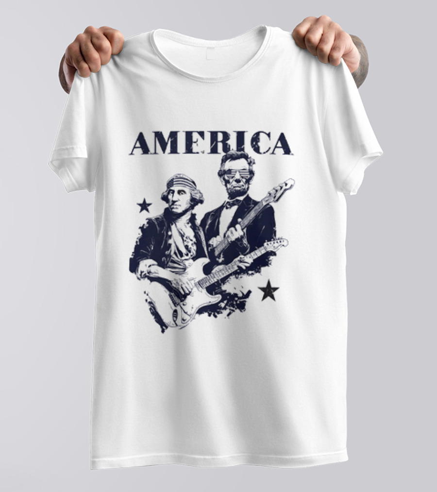 America George Washington Abraham Lincoln Presidential Rockstars 250 T-Shirt