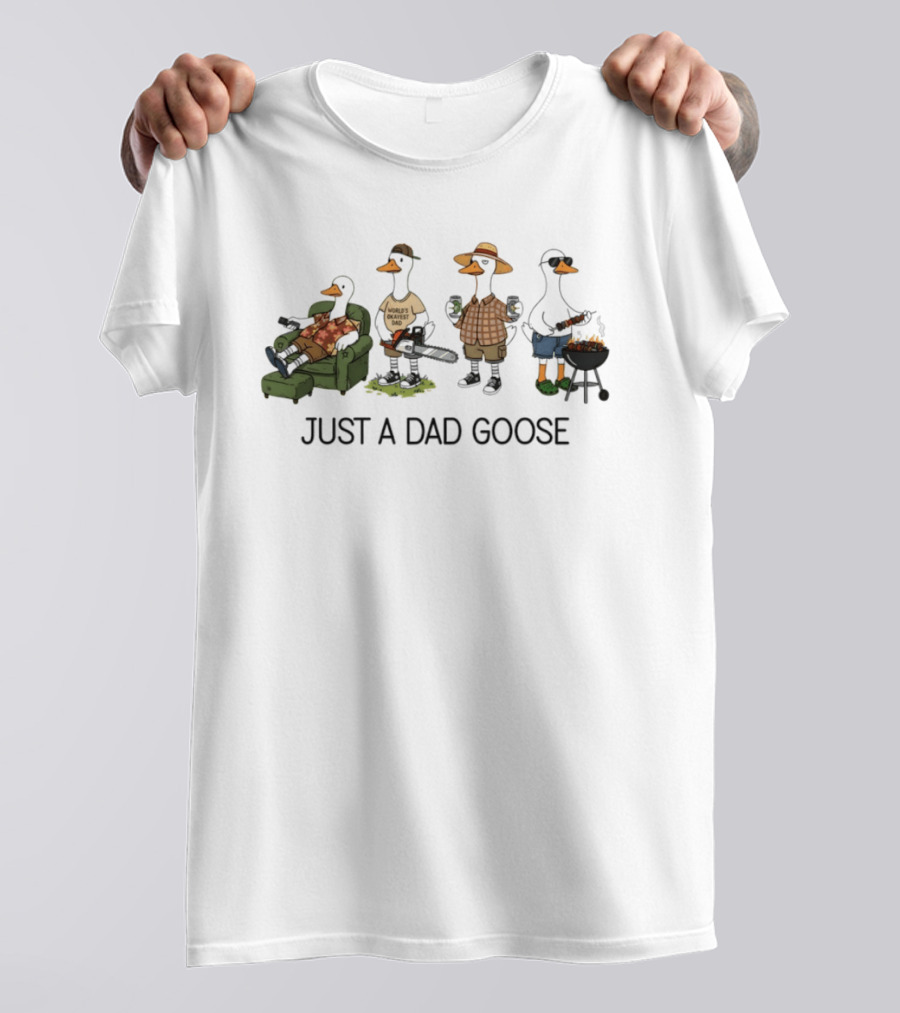 World's Okayest Dad Goose Just A Dad Goose Comic Silly Goose T-Shirt