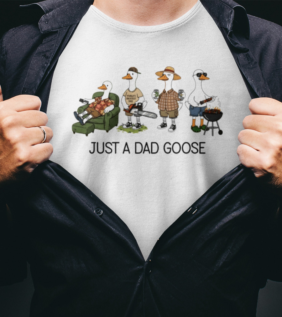 World's Okayest Dad Goose Just A Dad Goose Comic Silly Goose T-Shirt