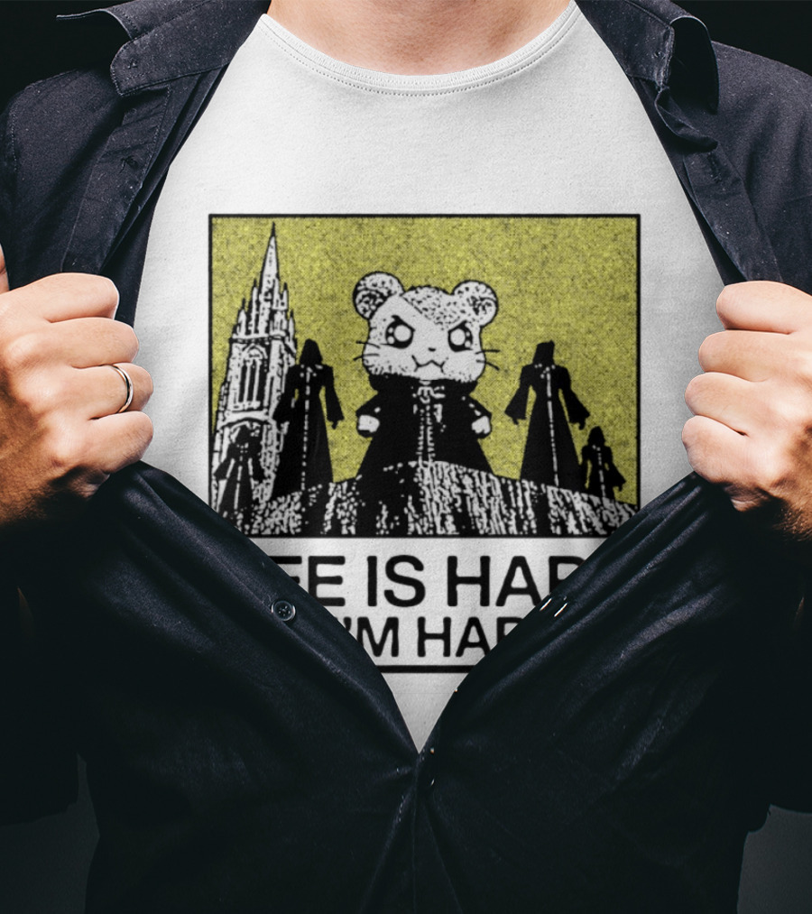 Hamtaro Life Is Hard But I'm Harder Gothic Style Tower And Figures T-Shirt