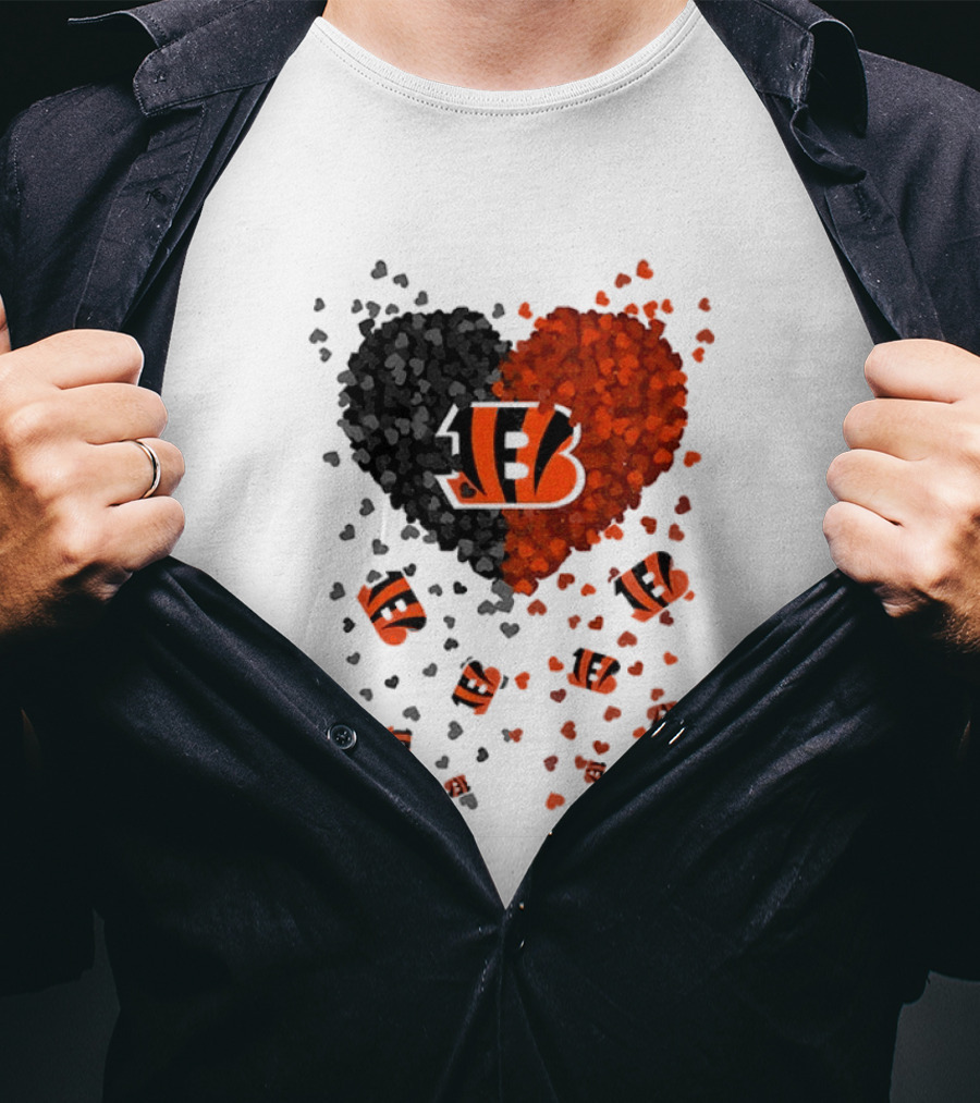 Cincinnati Bengals Heart 2026 Football Fan Love Collection T-Shirt