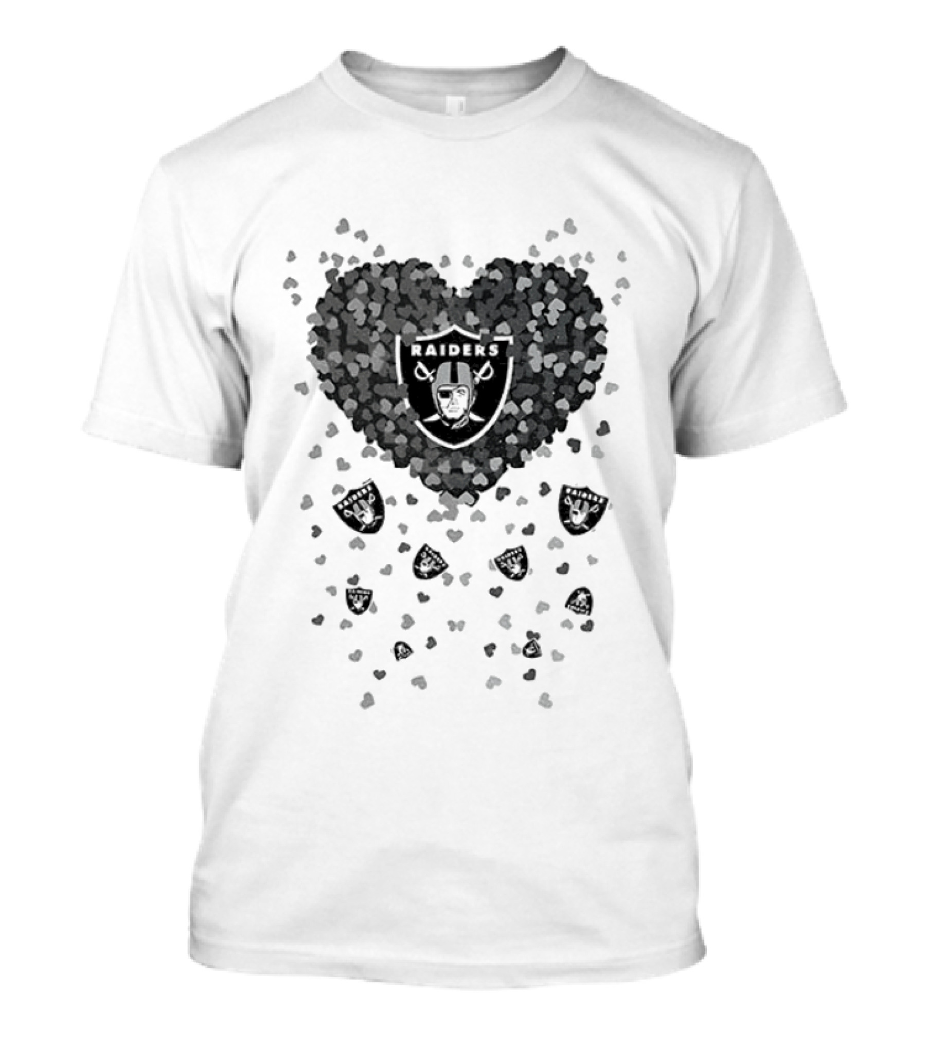 Heart Of Las Vegas Raiders Football 2026 Team Logo Emblem With Black And Silver Hearts T-Shirt
