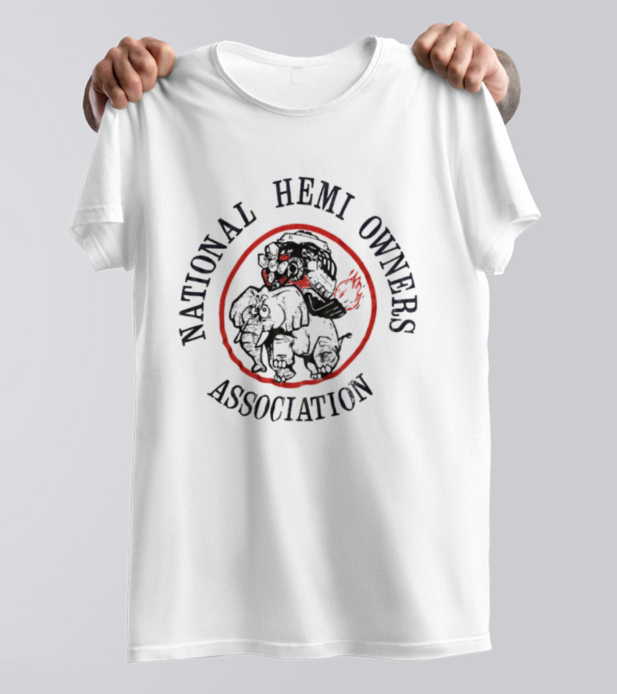 National Hemi Owners Association Elephant With Racing Helmet T-Shirt