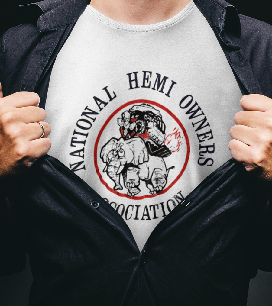 National Hemi Owners Association Elephant With Racing Helmet T-Shirt