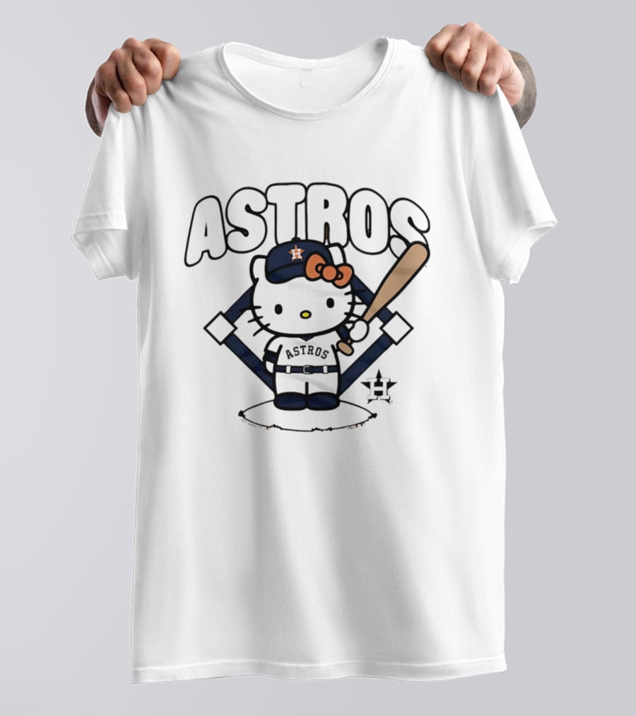 Hello Kitty Astros Baseball Collaboration With Bat And Cap T-Shirt