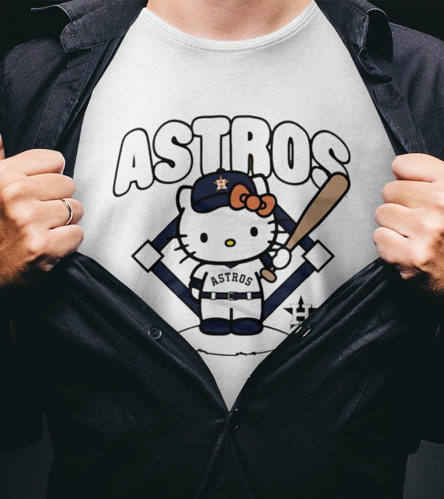 Hello Kitty Astros Baseball Collaboration With Bat And Cap T-Shirt