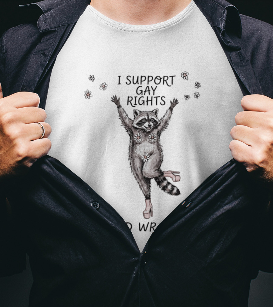 I Support Gay Rights And Wrongs Raccoon LGBT T-Shirt