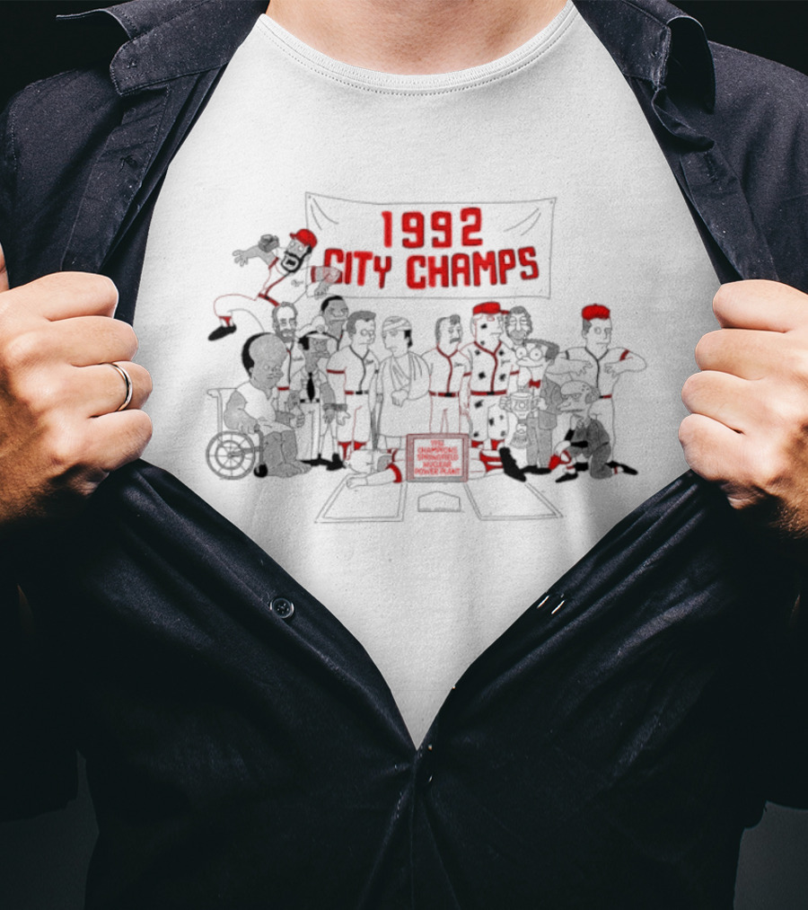 The Simpsons 1992 City Champs Springfield Nuclear Power Plant Softball Team T-Shirt