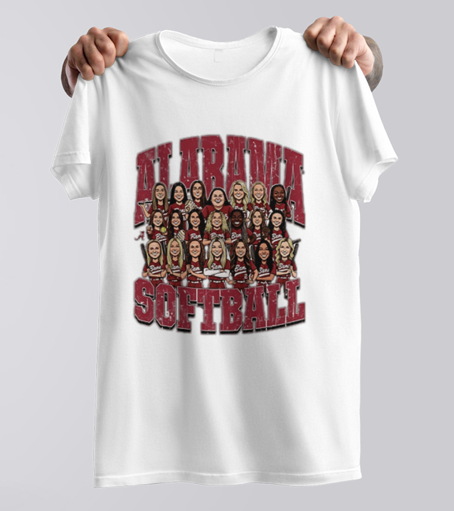 Crimson Tide Softball Alabama Team Caricature Players T-Shirt