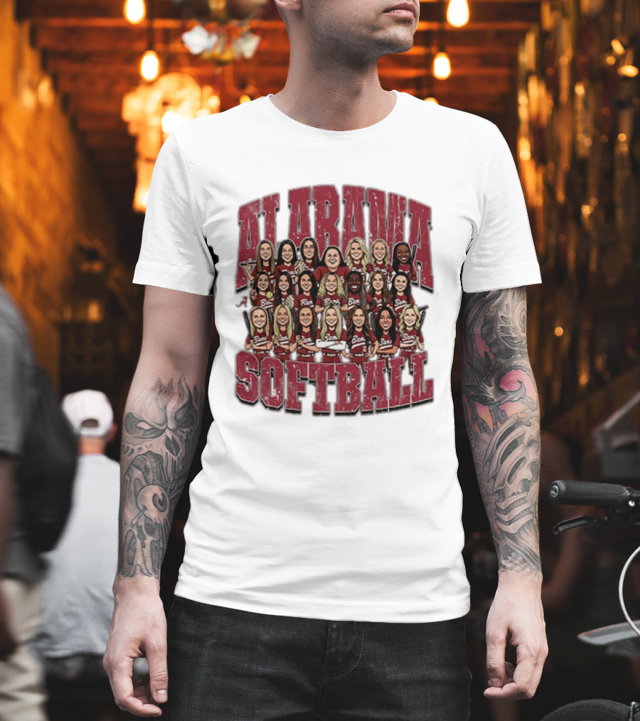 Crimson Tide Softball Alabama Team Caricature Players T-Shirt