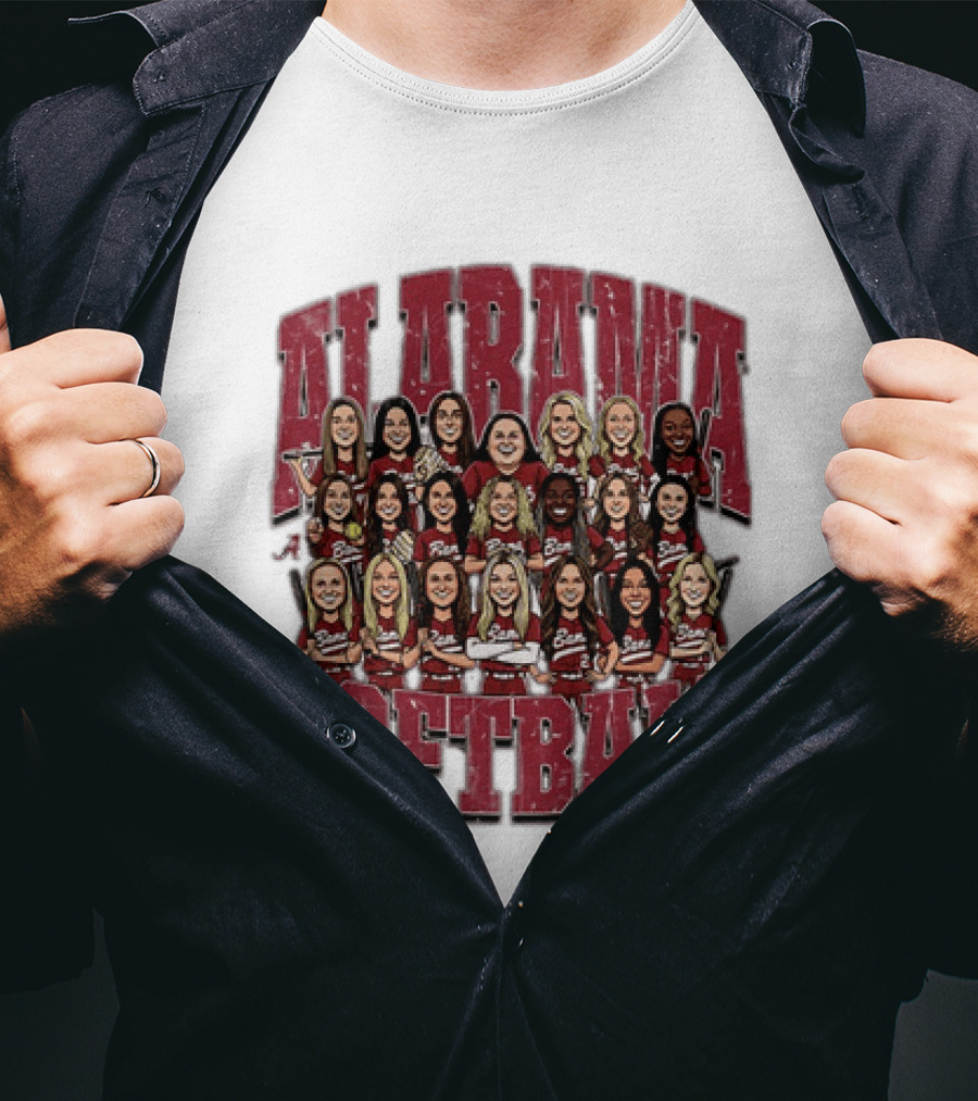 Crimson Tide Softball Alabama Team Caricature Players T-Shirt