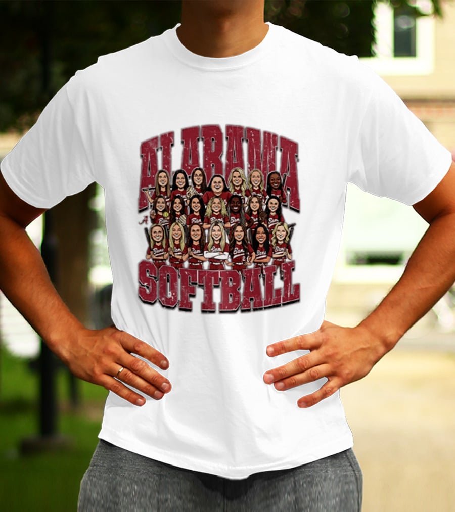 Crimson Tide Softball Alabama Team Caricature Players T-Shirt
