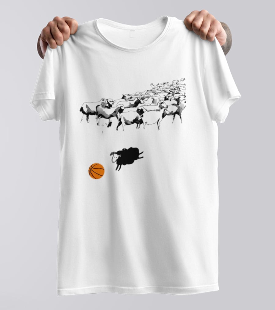 Triple Threat Sleep Basketball Sheep Herd Orange Ball T-Shirt