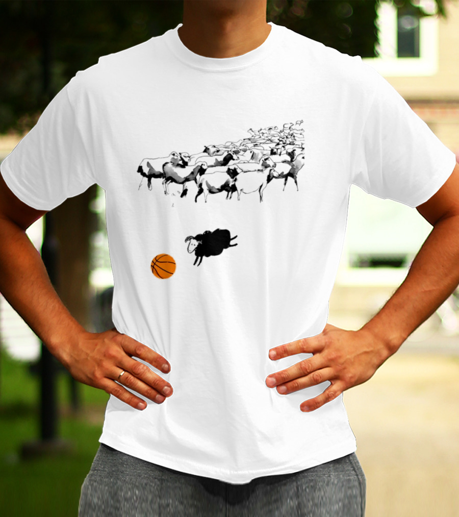 Triple Threat Sleep Basketball Sheep Herd Orange Ball T-Shirt