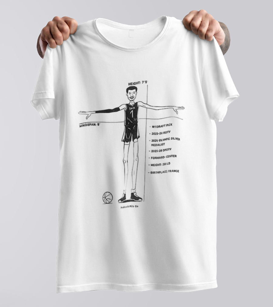 Victor Wembanyama Height Wingspan San Antonio Spurs Draft Pick Basketball T-Shirt