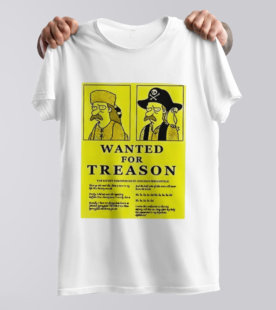 Wanted For Treason Kirk Van Houten Pirate And Russian Hat Cartoon Wanted T-Shirt