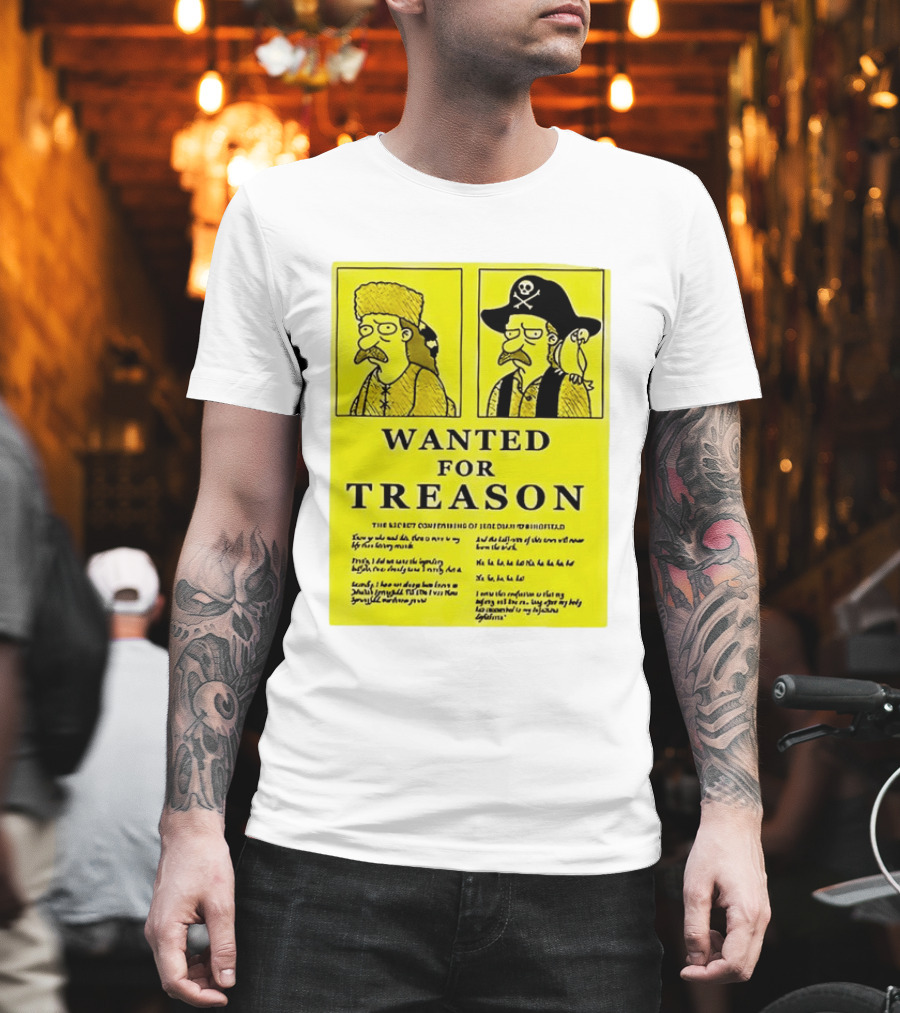 Wanted For Treason Kirk Van Houten Pirate And Russian Hat Cartoon Wanted T-Shirt
