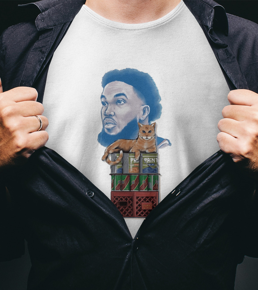 Karl Anthony Towns New York Knicks Bodega Cat And Paint Cans T-Shirt