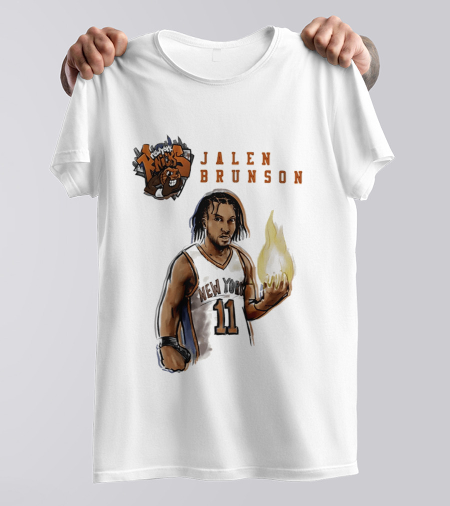 New York Knicks Jalen Brunson Flame 11 T-Shirt