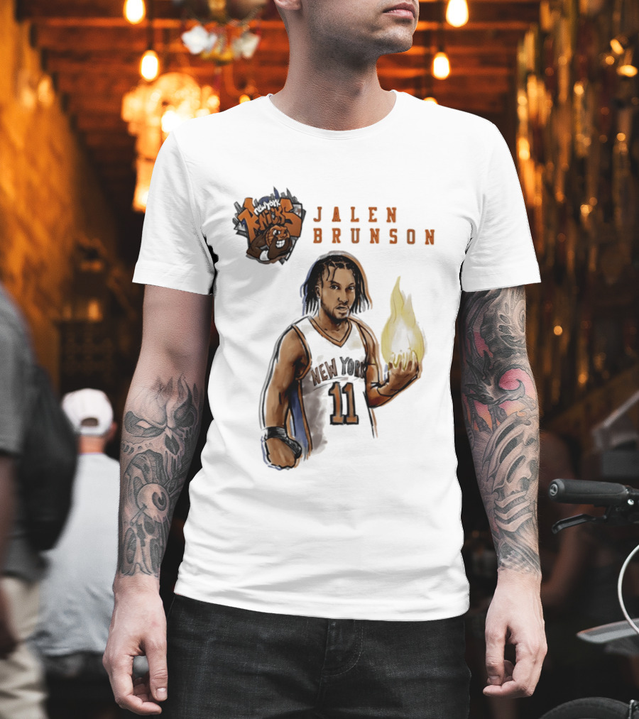 New York Knicks Jalen Brunson Flame 11 T-Shirt