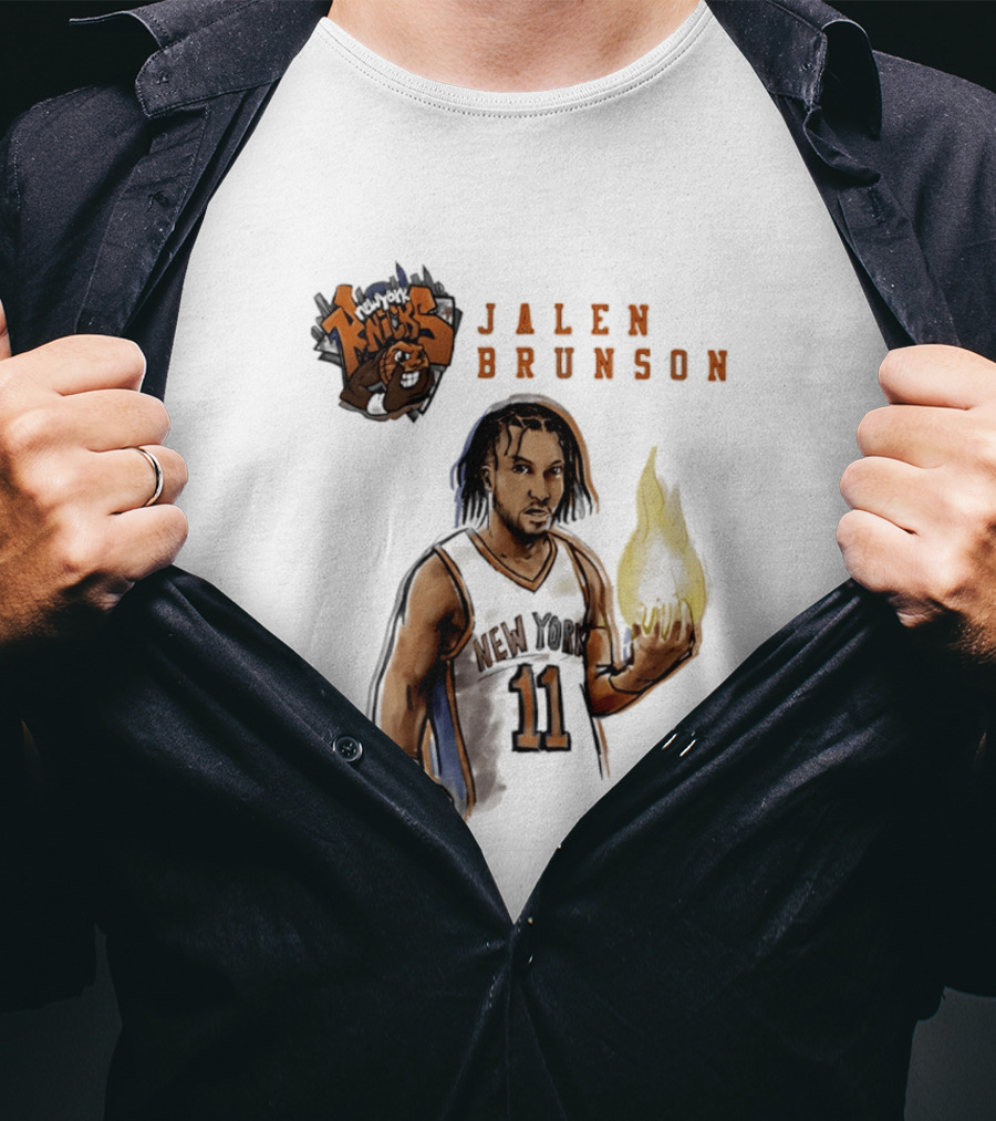 New York Knicks Jalen Brunson Flame 11 T-Shirt