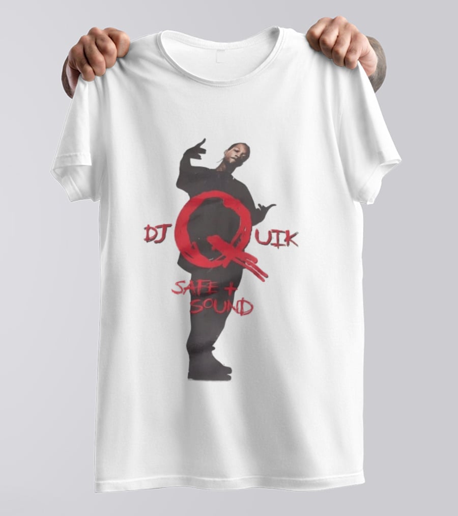 DJ Quik Safe Sound Album Cover Art Featuring Bold Red Lettering T-Shirt