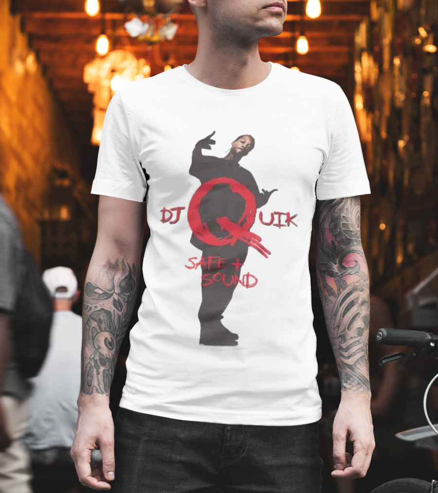 DJ Quik Safe Sound Album Cover Art Featuring Bold Red Lettering T-Shirt
