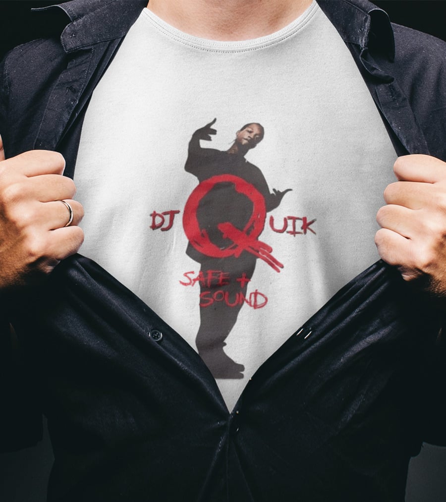DJ Quik Safe Sound Album Cover Art Featuring Bold Red Lettering T-Shirt