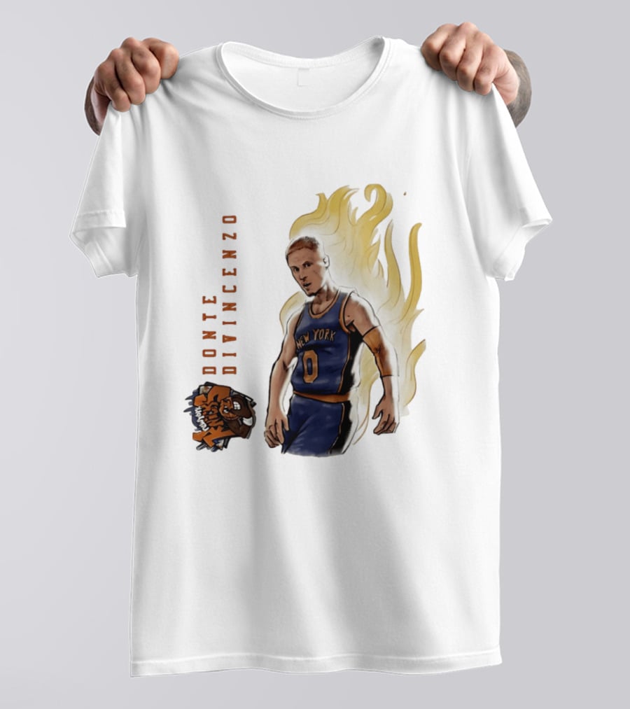 Donte DiVincenzo New York Knicks Flaming Basketball Inferno T-Shirt