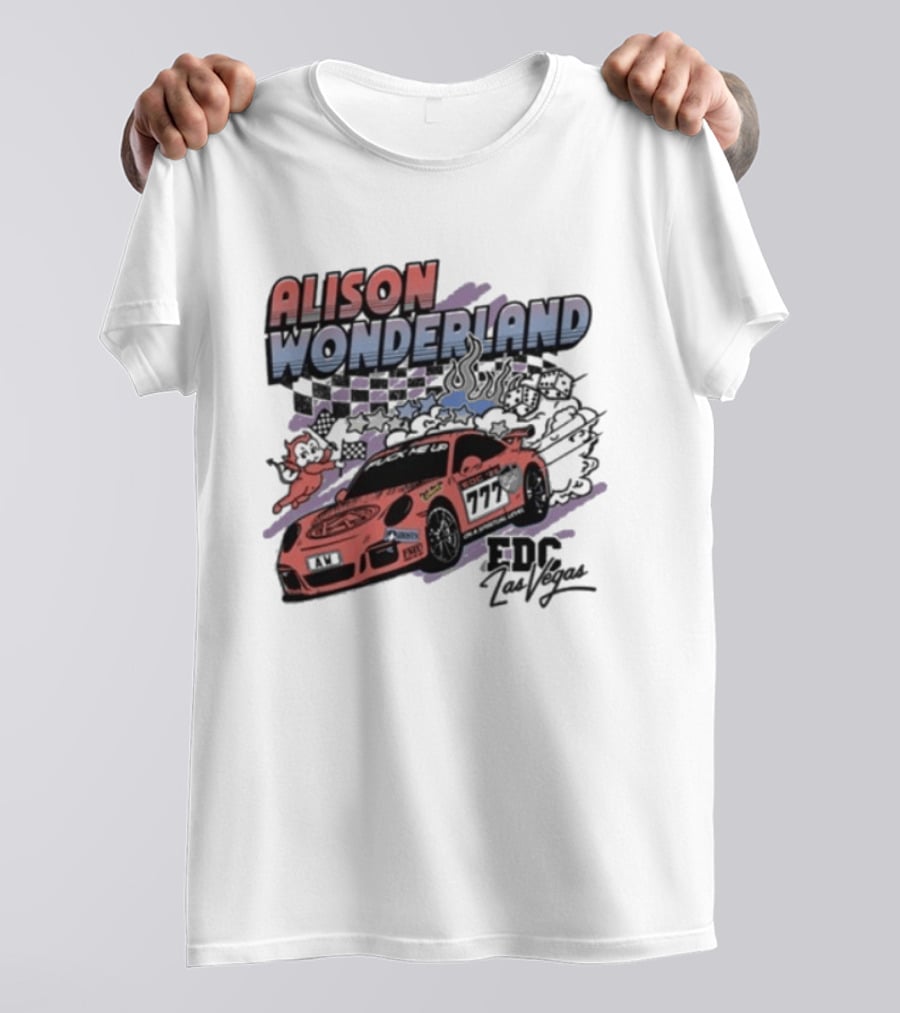 Alison Wonderland Racing 777 EDC Las Vegas Checkered Pink Car T-Shirt