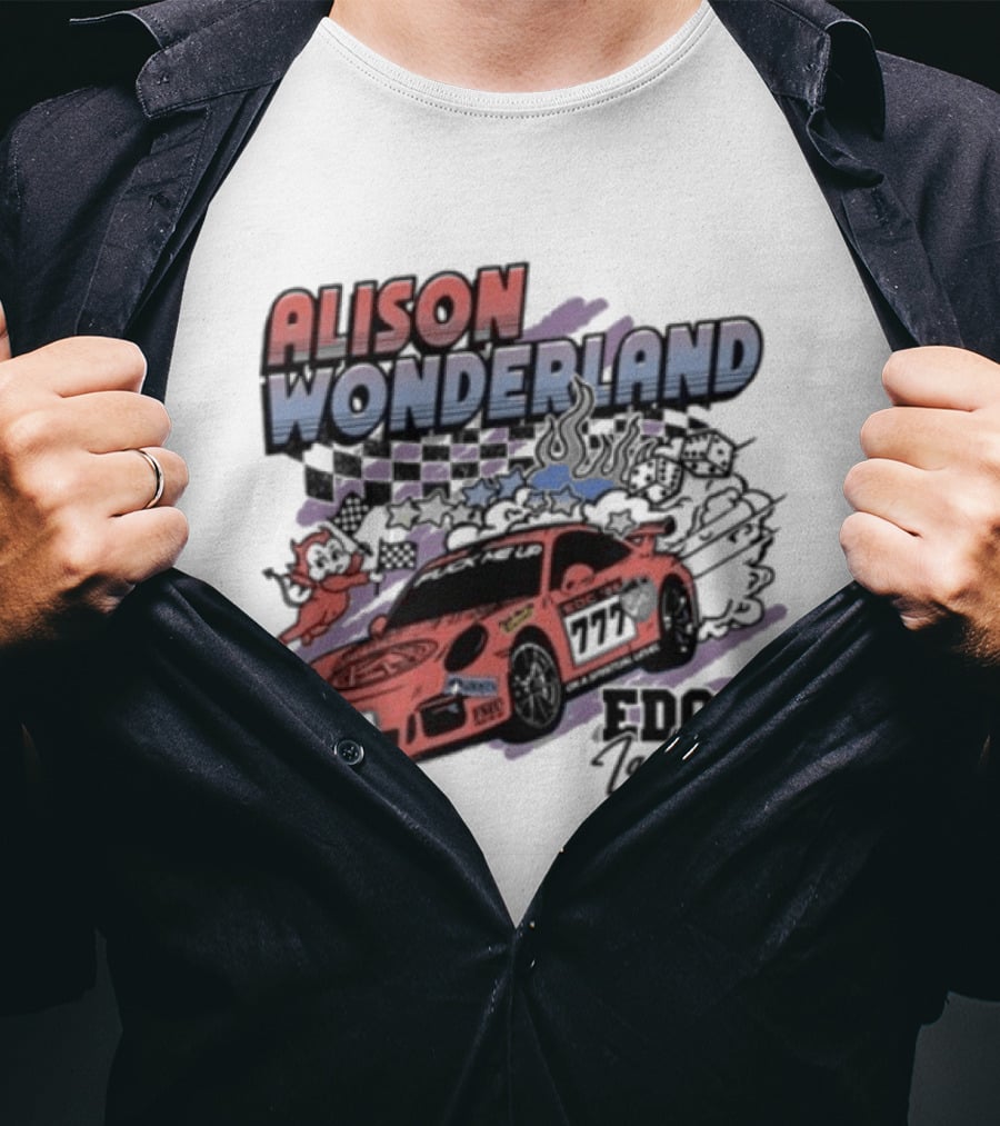 Alison Wonderland Racing 777 EDC Las Vegas Checkered Pink Car T-Shirt
