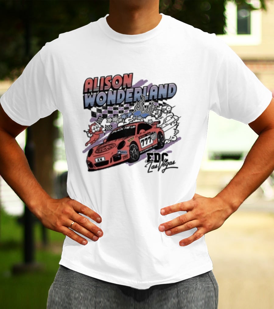 Alison Wonderland Racing 777 EDC Las Vegas Checkered Pink Car T-Shirt